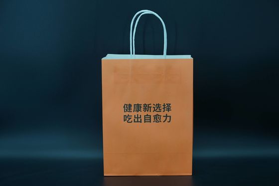 OEM / ODM Custom Printed Recycled Kraft Paper Bags With Green Twisted Handles