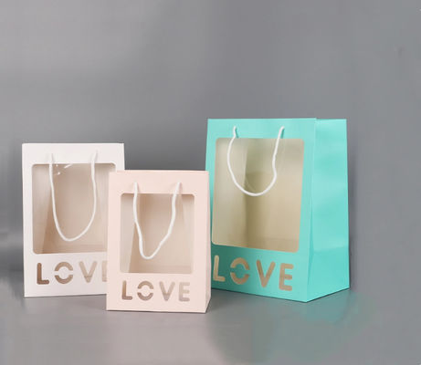 Stock Window Flower Lover Gift Tote Carrier Shopping Paper Packaging Bag