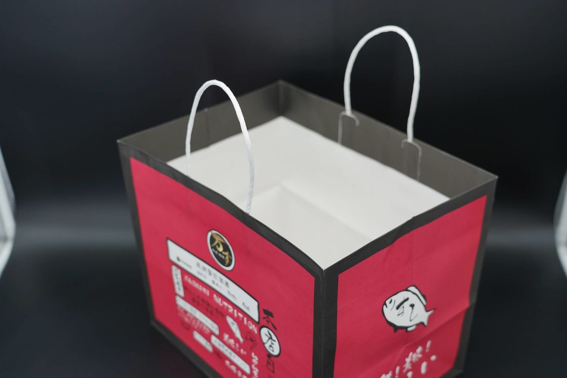 OEM / ODM Custom Printed Paper Bags White Twisted Handle Paper Bags
