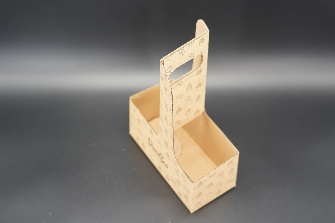 Custom Eco Friendly Disposable Paper Take Out Coffee Cup Drink Carriers 2 4 Pack Paper Cup Holder with Handle