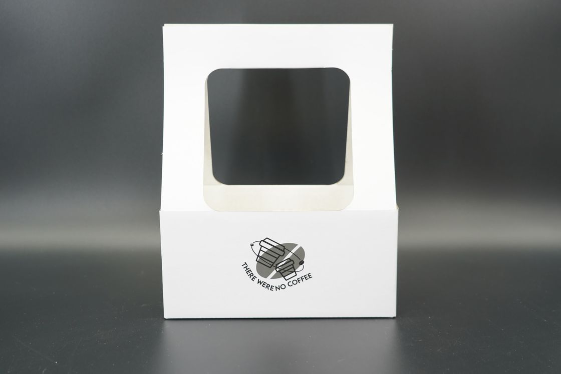 Custom Made Take Away Hot Drink Corrugated Paper Cup Carrier With Handle Coffee Paper Cup Holder