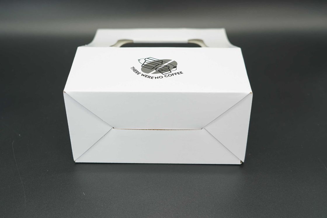 Custom Made Take Away Hot Drink Corrugated Paper Cup Carrier With Handle Coffee Paper Cup Holder