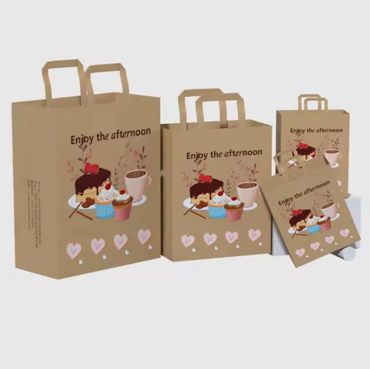 Custom Logo European Style Tote Gift Paper Bag With Handle Paper Food Shopping Bags Luxury