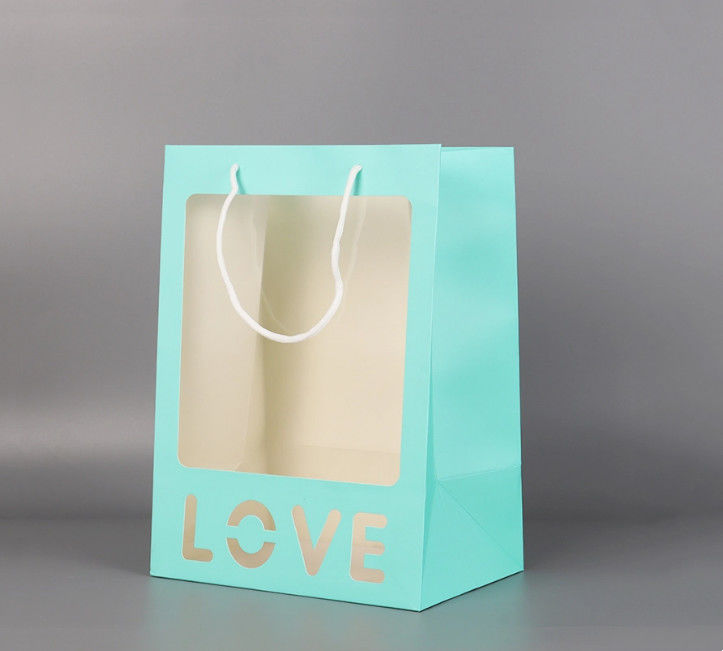 Stock Window Flower Lover Gift Tote Carrier Shopping Paper Packaging Bag
